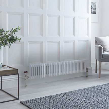 Milano Windsor - White Horizontal Traditional Column Radiator - 300mm x 1595mm (Triple Column)
