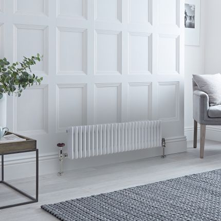 Milano Windsor - White Horizontal Traditional Four Column Radiator - 300mm x 1190mm