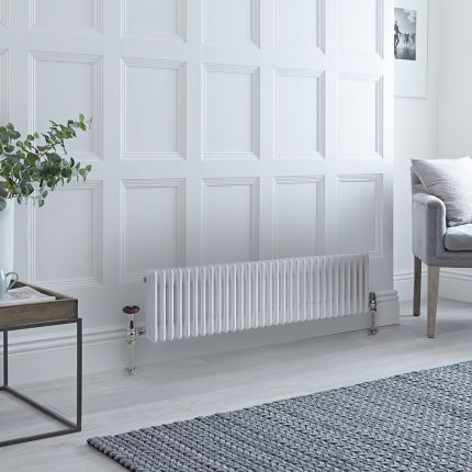 Milano Windsor - White Horizontal Traditional Four Column Radiator - 300mm x 1415mm