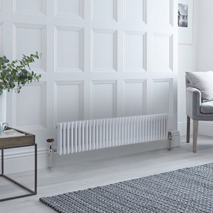 Milano Windsor - White Horizontal Traditional Four Column Radiator - 300mm x 1595mm