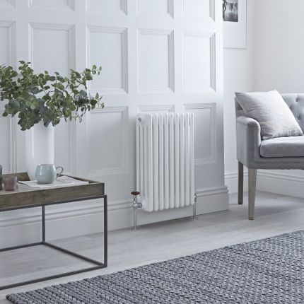 Milano Windsor - White Horizontal Traditional Four Column Radiator - 600mm x 425mm