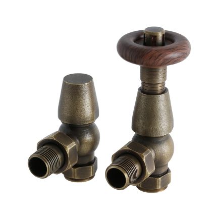 Milano Windsor - Traditional Thermostatic Angled Radiator Valves (Pair) - Choice of Finish