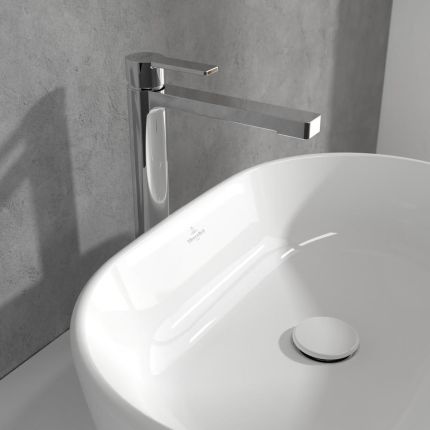 Villeroy & Boch Architectura - High Rise Basin Mixer Tap with Push Button Slotted Waste - Chrome