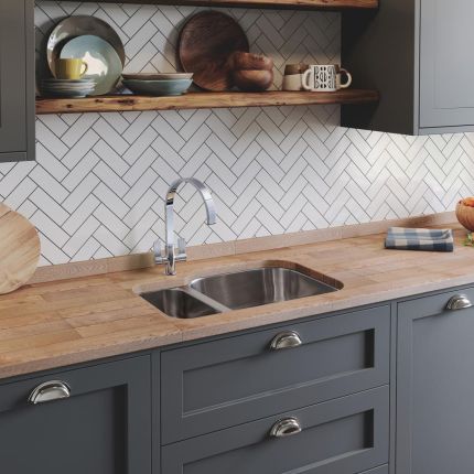 Rangemaster Atlantic Classic - 1.5 Bowl Stainless Steel Kitchen Sink - 597mm x 472mm - Choice of Hand