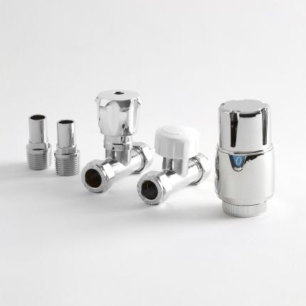 Milano Select - Chrome Thermostatic Straight Radiator Valves - (Pair)
