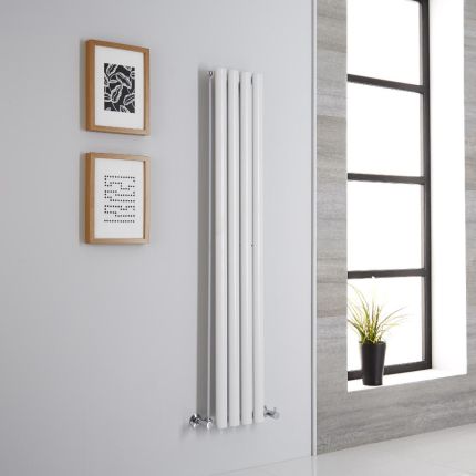 Milano Aruba - White Vertical Designer Radiator - 1400mm x 236mm (Single Panel)
