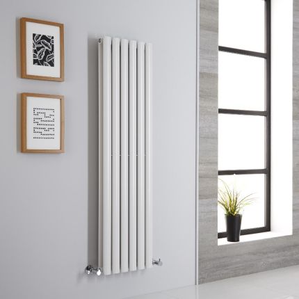 Milano Aruba - White Vertical Designer Radiator - 1400mm x 354mm (Double Panel)