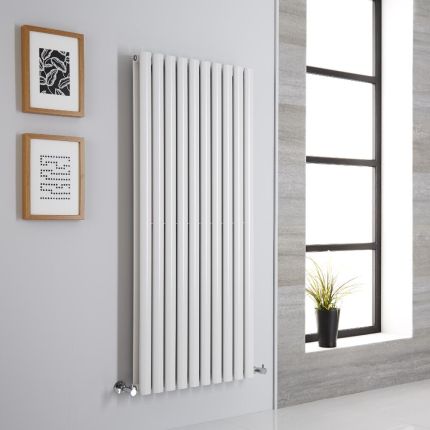 Milano Aruba - White Vertical Designer Radiator - 1400mm x 590mm (Double Panel)