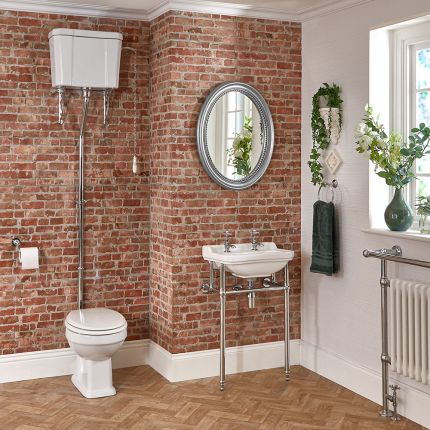 Milano Richmond - Traditional High Level Toilet and Washstand Basin Set