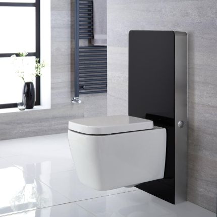 Milano Arca - Black 500mm Compact WC Unit with Longton Toilet