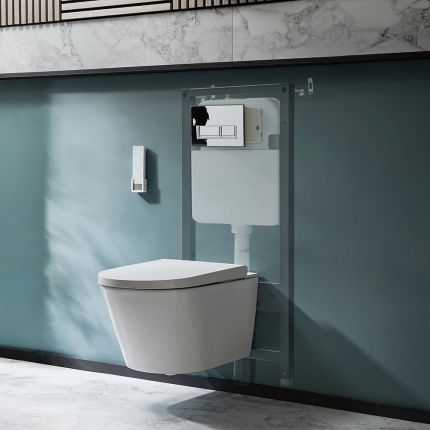 Milano Luxus - Wall Hung Japanese Bidet Toilet with Tall Wall Frame - Choice of Flush Plate