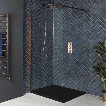 Milano Eris - Copper Modern Walk-In Shower Enclosure with Slate Tray - Choice of Sizes