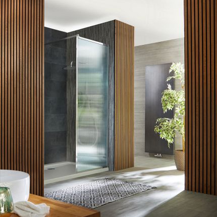 Milano Florence - Fluted Glass Chrome Framed Walk-In Shower Enclosure with Tray - Choice of Sizes
