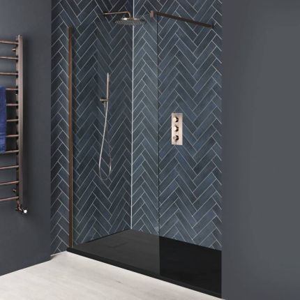 Milano Eris - Copper Walk-In Shower Enclosure with Slate Tray - Choice of Sizes