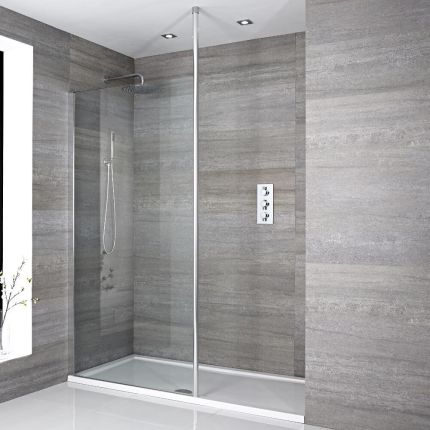 Milano Alto - Chrome Walk-In Shower Enclosure with Tray - Choice of Size