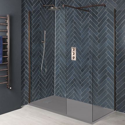 Milano Eris - Copper Corner Walk-In Shower Enclosure with Slate Tray - Choice of Sizes