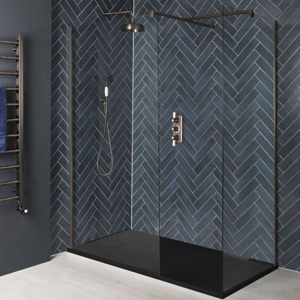 Milano Rosso - Matt Bronze Corner Walk-In Shower Enclosure with Slate Tray - Choice of Sizes