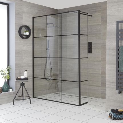 Milano Barq - 1950mm Wet Room Screen - Choice of Sizes and Hinged Return Panel