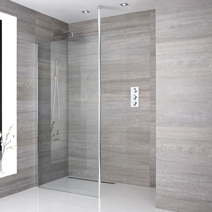 Milano Alto - Wet Room Shower Enclosure - Choice of Glass Size and Drain