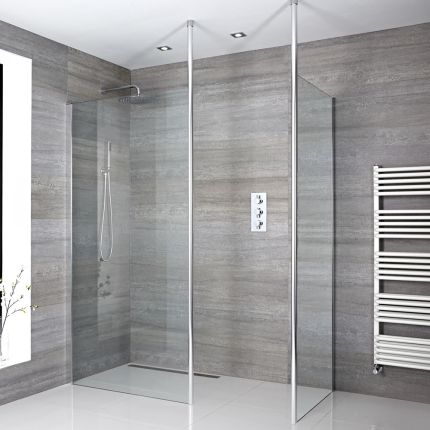 Milano Alto - Corner Wet Room Shower Enclosure - Choice of Glass Size & Drain
