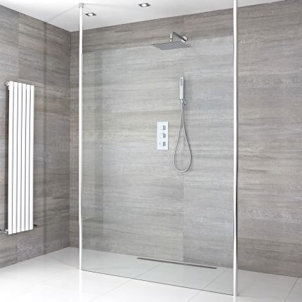 Milano Alto - Open Walk-Through Wet Room Shower - Choice of Glass Size & Drain