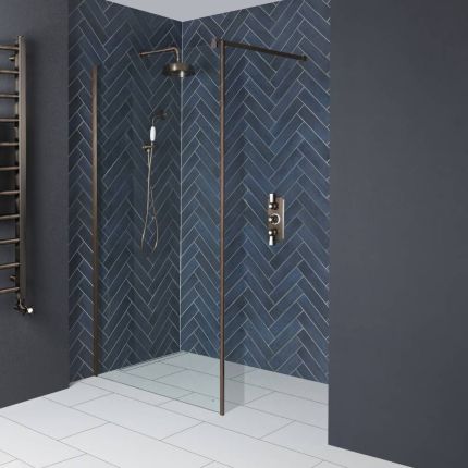 Milano Rosso - 1950mm Wet Room Screen - Matt Bronze - Choice of Sizes