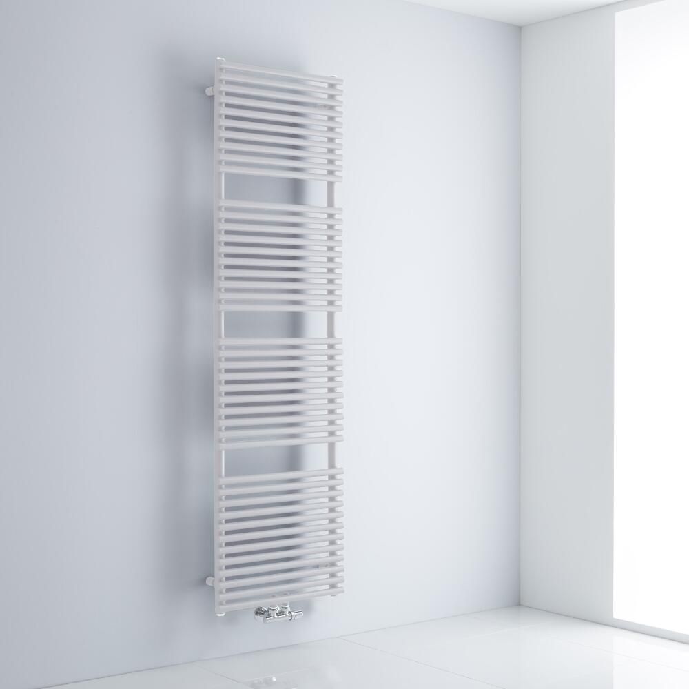 Milano Via - White Central Connection Bar on Bar Heated Towel Rail - 1823mm x 500mm