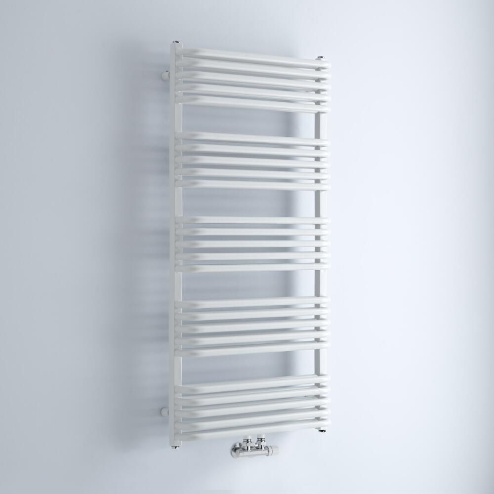Milano Bow - White D-Bar Heated Towel Rail - 1269mm x 600mm