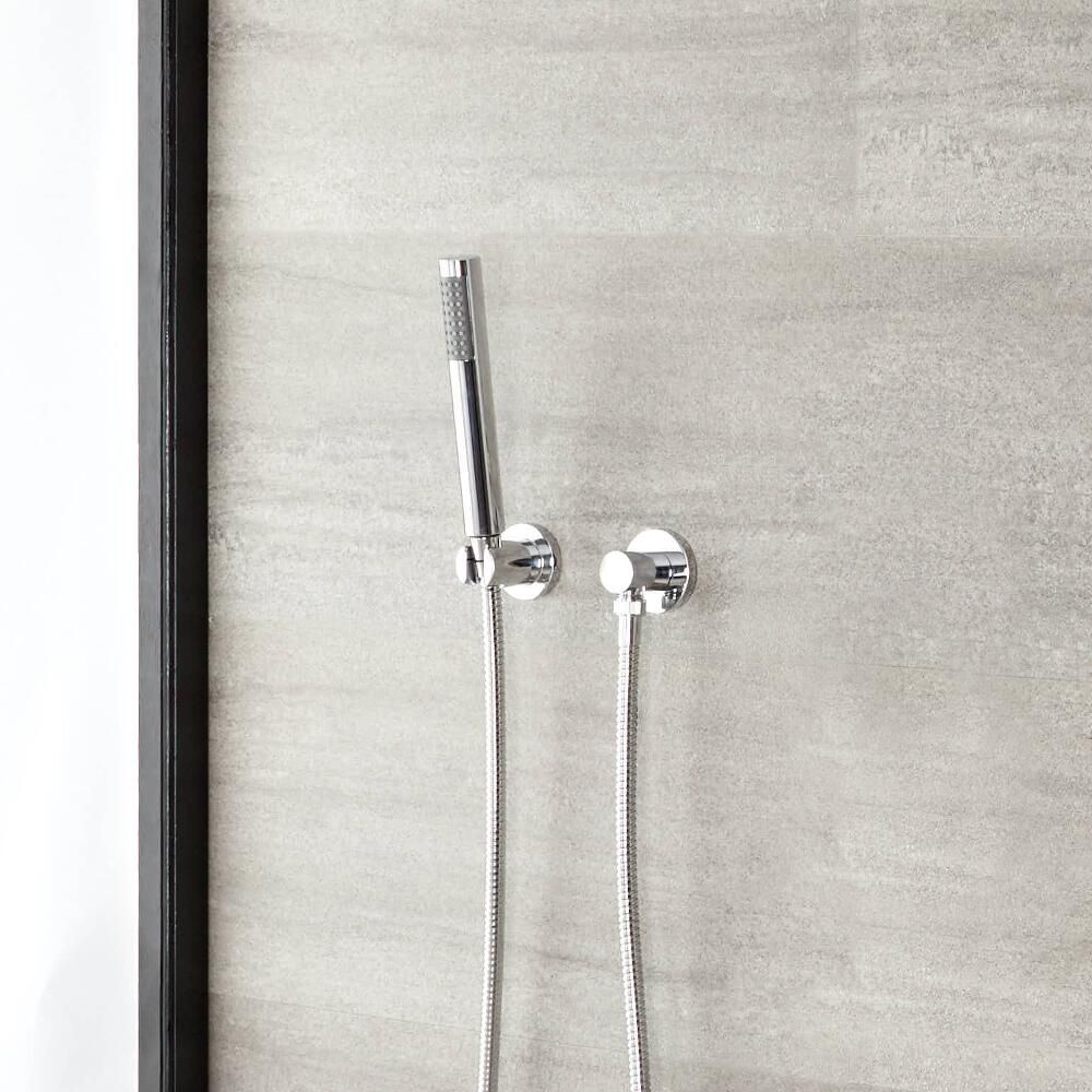 Milano Mirage - Modern Round Hand Shower with Wall Bracket and Outlet Elbow - Chrome