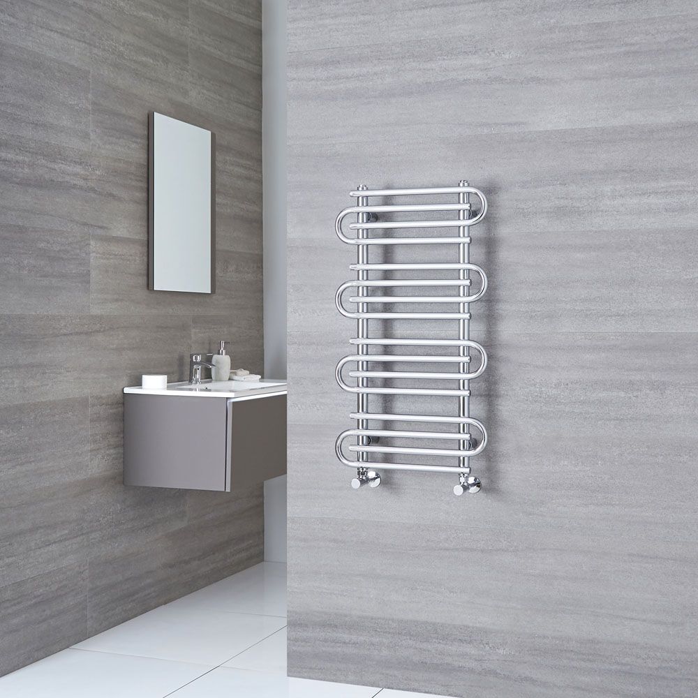 Milano Select - Chrome Designer Heated Towel Rail - 900mm x 510mm