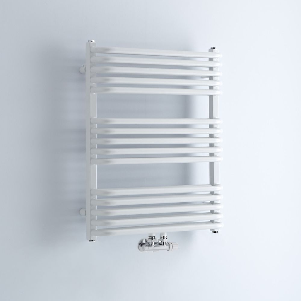 Milano Bow - White D-Bar Heated Towel Rail - 736mm x 600mm