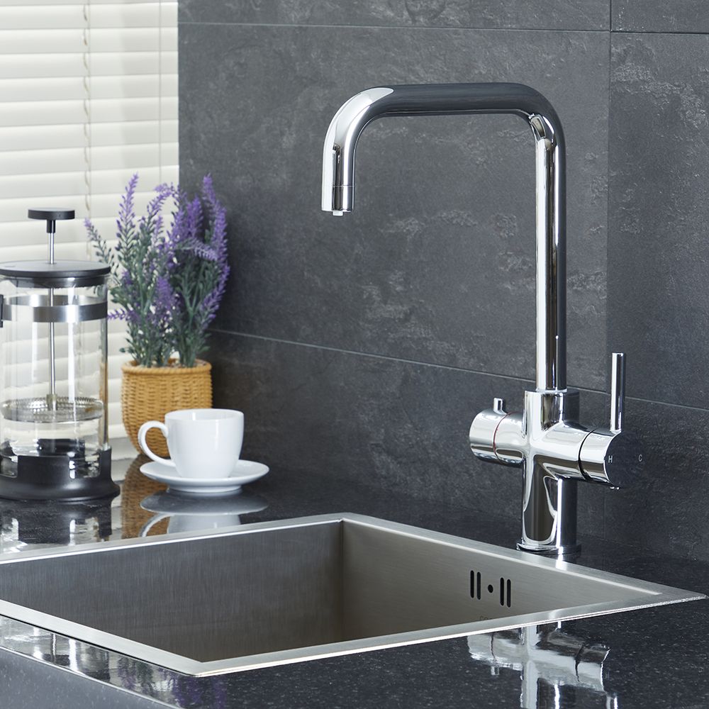 Milano Mirage - Modern 3-in-1 Instant Boiling Hot Water Kitchen Mixer Tap - Chrome