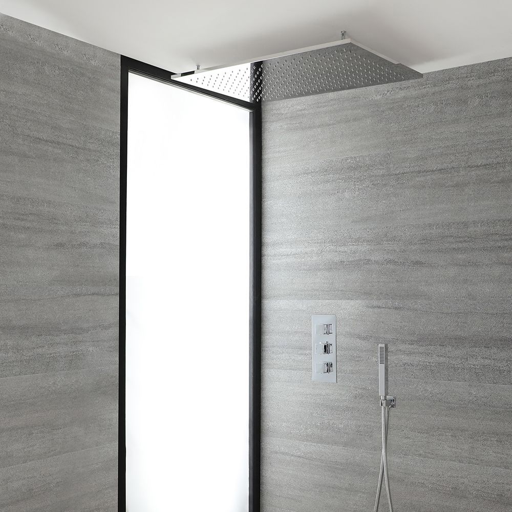 Milano Arvo - Chrome Thermostatic Shower with Large Shower Head and Hand Shower (2 Outlet)