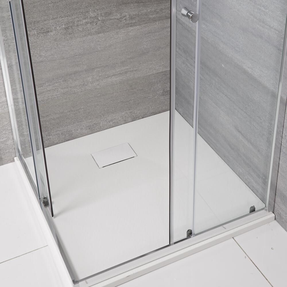 Milano Rasa - White Slate Effect Shower Tray - Choice of Size and Riser Kit