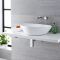 Milano Select - White Modern Countertop Basin with Wall Mounted Mixer Tap - 590mm x 390mm