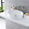 Milano Overton - White Modern Oval Countertop Basin with Wall Mounted Mixer Tap - 480mm x 350mm (No Tap-Holes)