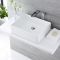Milano Westby - White Modern Rectangular Countertop Basin with Wall Mounted Mixer Tap - 490mm x 390mm
