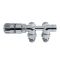 Milano - Chrome Thermostatic H-Block Angled Radiator Valves - 15mm Copper Euro Cone Adapters
