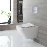 RAK Sensation - Gloss White Modern Touchless Close Coupled Rimless Toilet  with Soft Close Seat