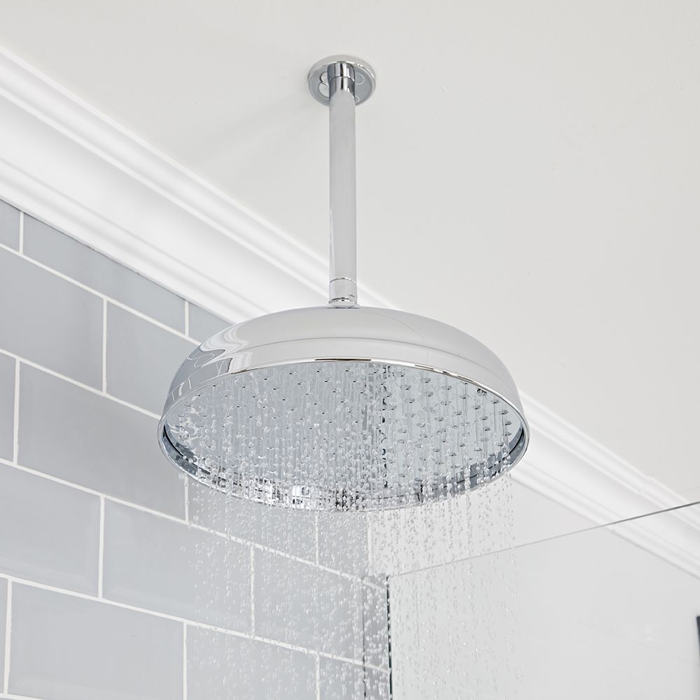 Milano Elizabeth - Chrome 300mm Traditional Apron Shower Head and Ceiling Arm