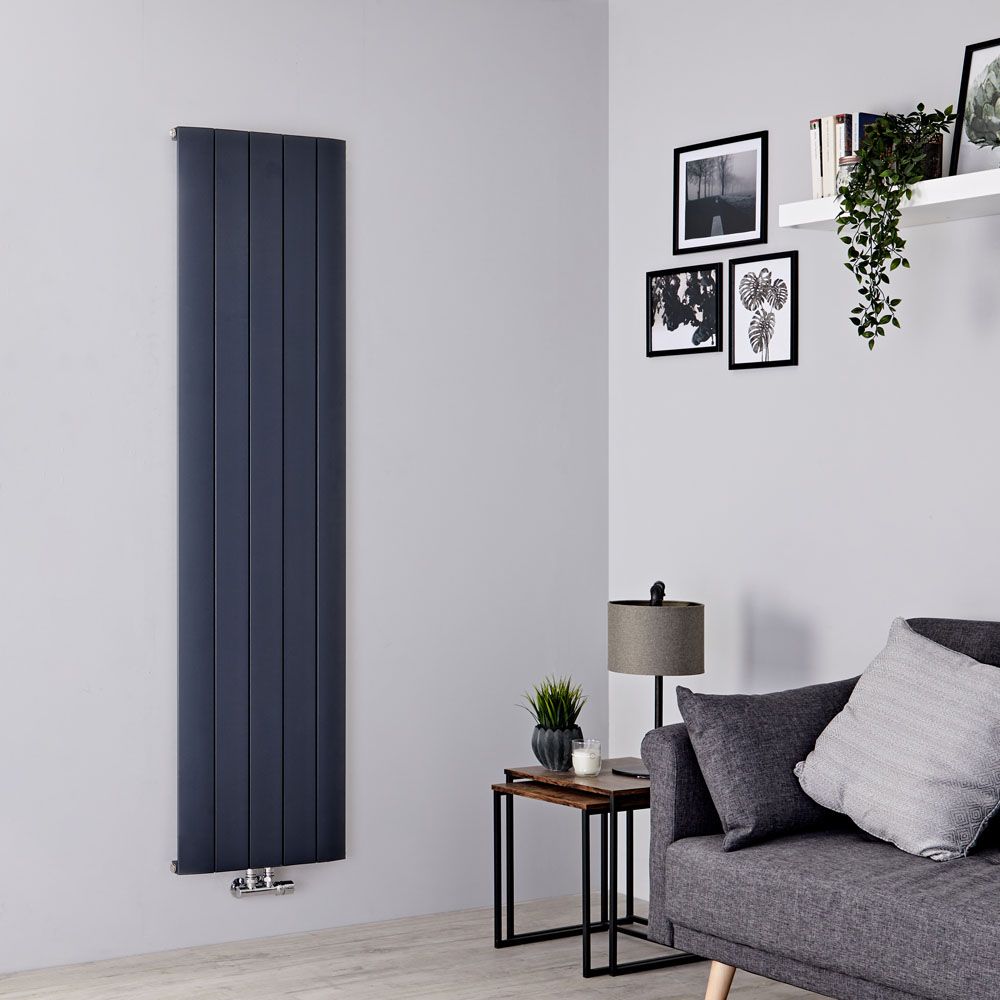 Milano Skye - Aluminium Anthracite Vertical Designer Radiator - 1600mm x 470mm (Single Panel)