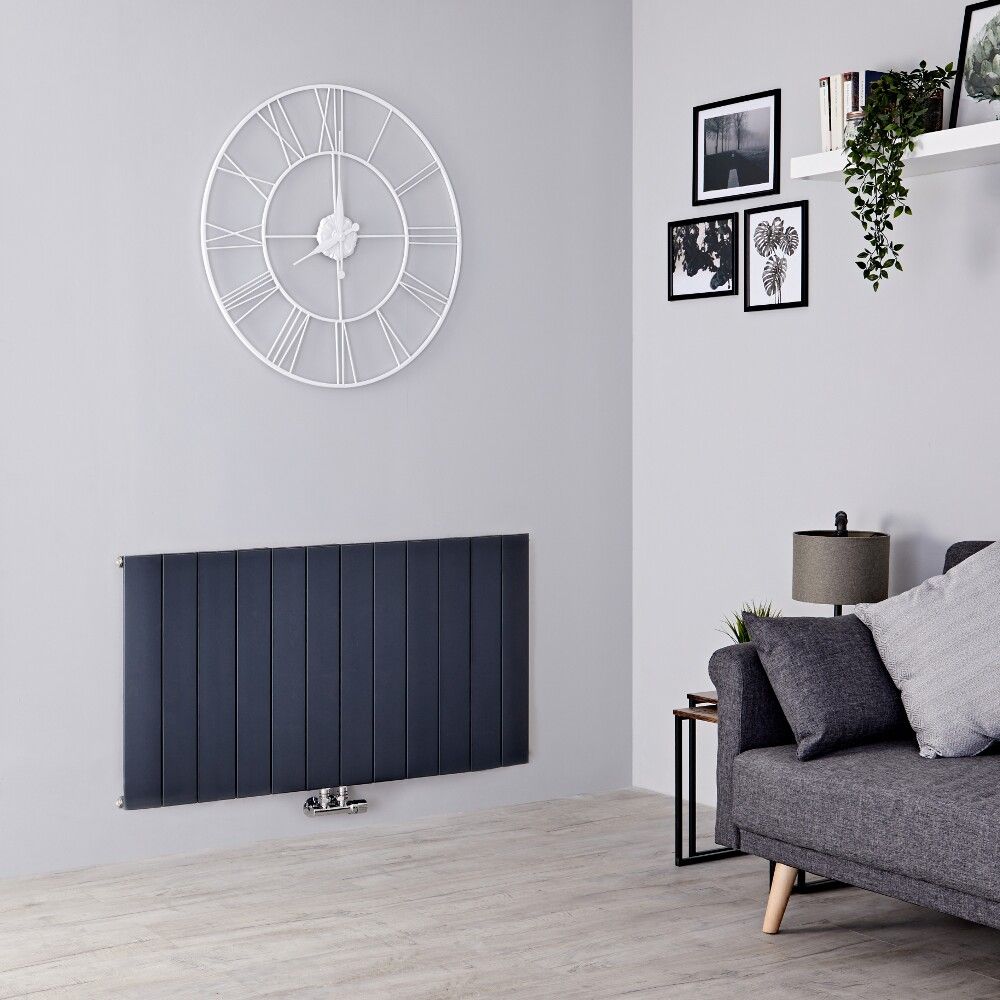 Milano Skye - Aluminium Anthracite Horizontal Designer Radiator - 600mm x 1135mm (Single Panel)