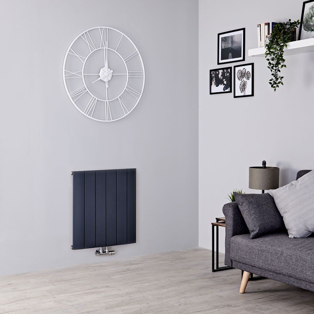 Milano Skye - Aluminium Anthracite Horizontal Designer Radiator - 600mm x 565mm (Single Panel)