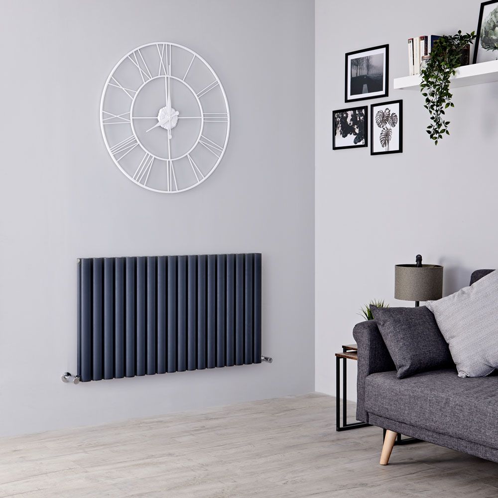 Milano Aruba Ayre - Aluminium Anthracite Horizontal Designer Radiator - 600mm x 1070mm (Double Panel)