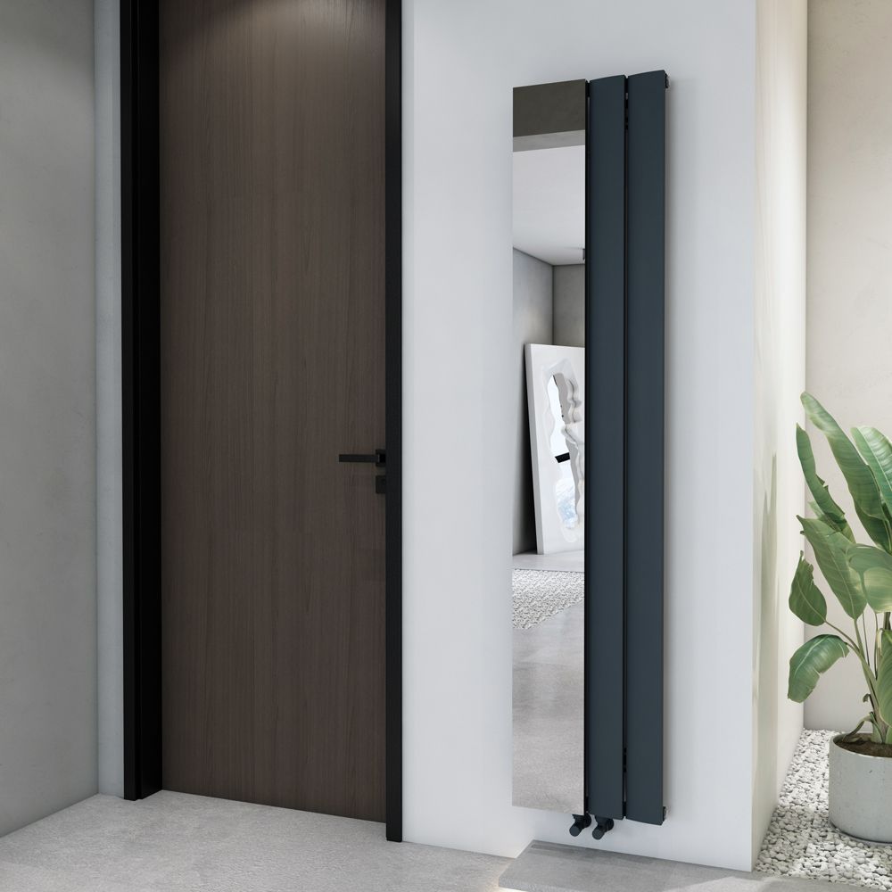 Milano Aris - Aluminium 1800mm Vertical Designer Radiator with Mirror - Choice of Size and Finish