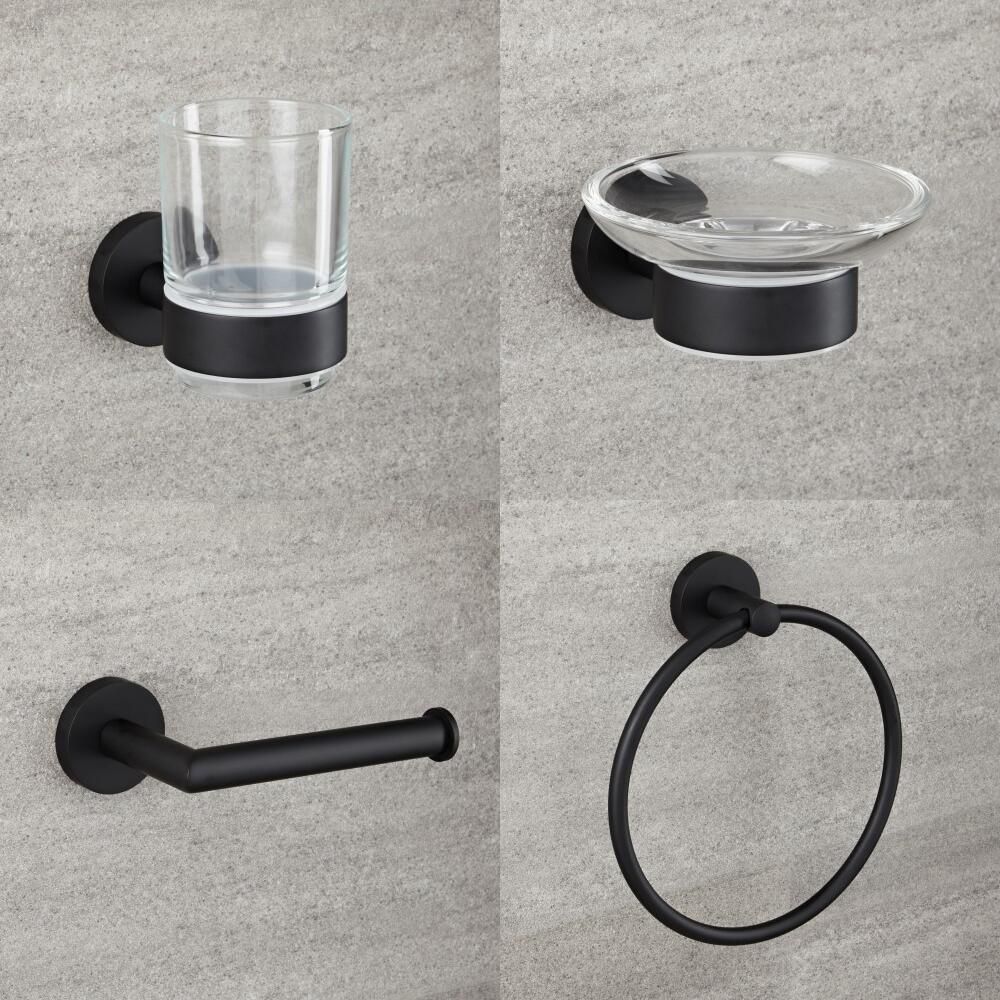 Milano Nero - Black Modern 4 Piece Bathroom Accessory Set