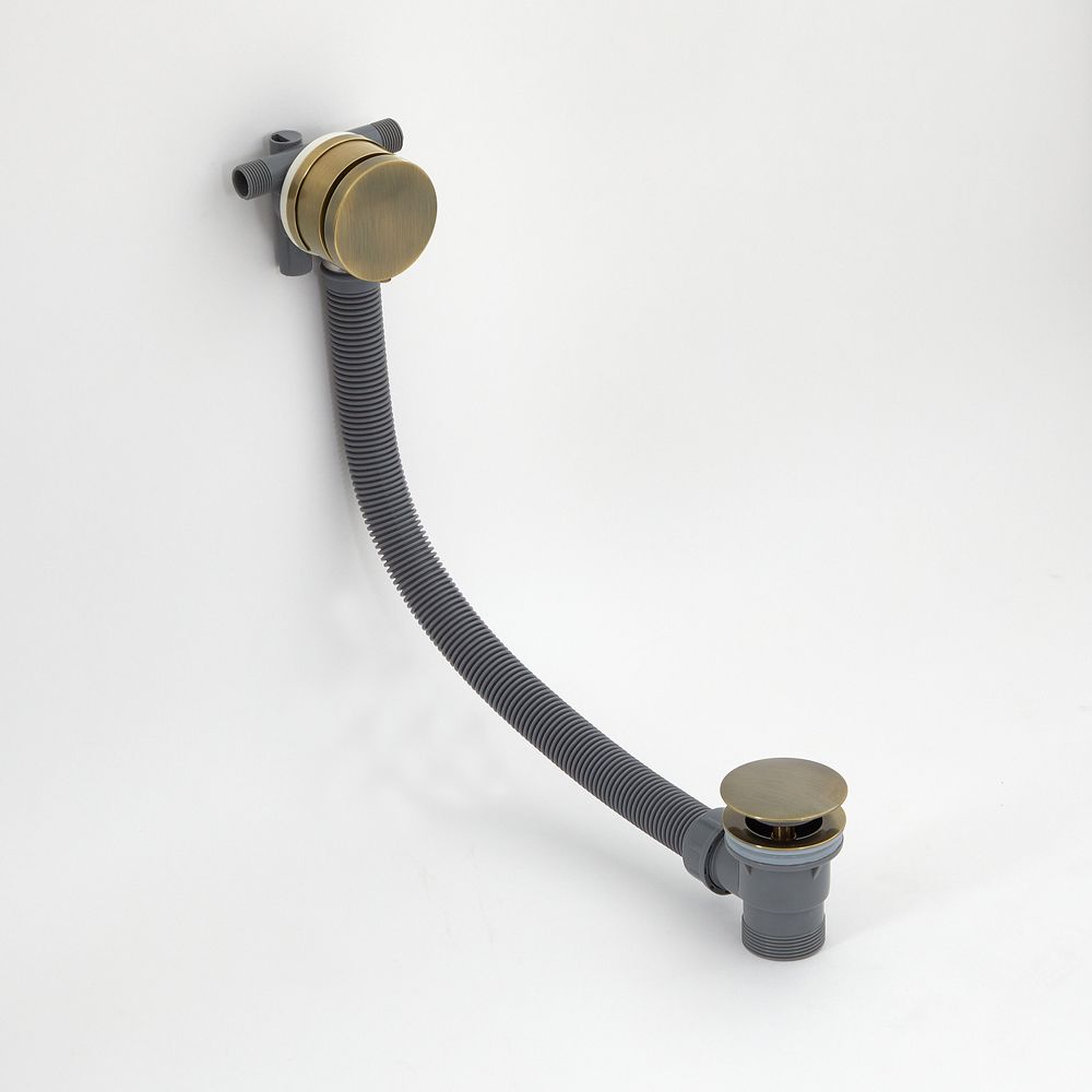 Milano Clarus - Modern Overflow Bath Filler and Waste - Aged Gold