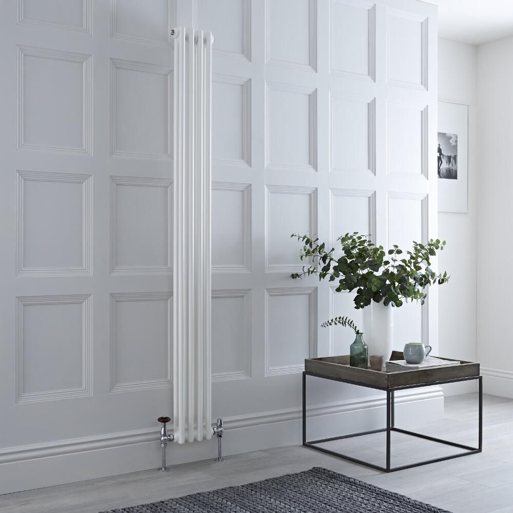 Milano Windsor - White Vertical Traditional Column Radiator - 1800mm x 200mm (Double Column)