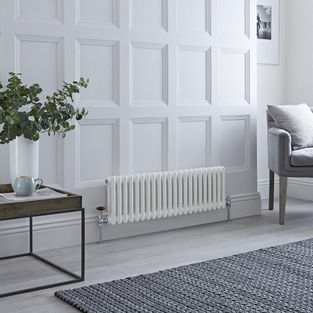 Milano Windsor - White Horizontal Traditional Column Radiator - 300mm x 1010mm (Double Column)