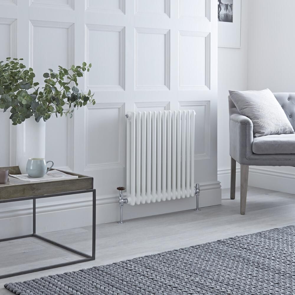Milano Windsor - White Horizontal Traditional Column Radiator - 600mm x 605mm (Double Column)